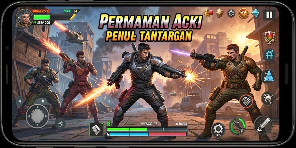 Screenshot gameplay 555F yang menampilkan pertarungan yang intens dan seru.