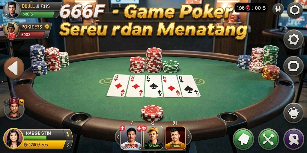 Tampilan gameplay seru di 666F aplikasi Poker.