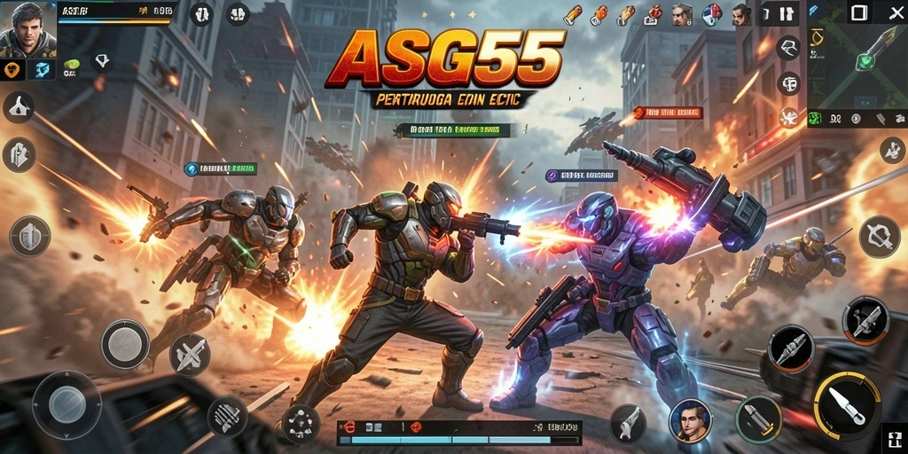 Screenshot gameplay ASG55 menunjukkan aksi pertarungan yang mendebarkan.