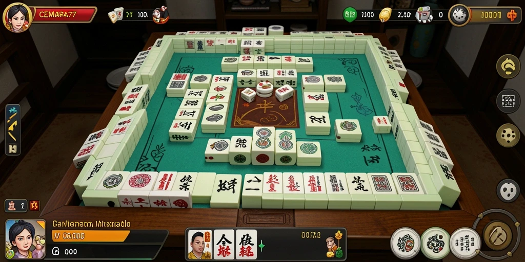 Tampilan gameplay seru dari CEMARA77 dalam bermain Mahjong.
