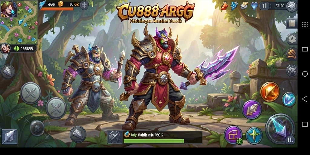 Tangkapan layar menampilkan pertempuran epik dalam game ARPG CU888.