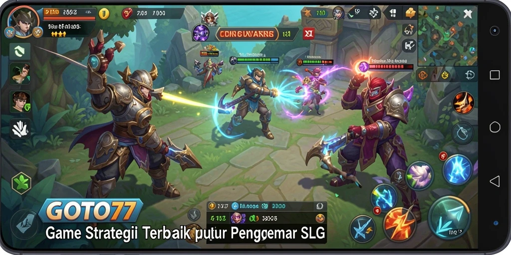 Screenshot GOTO77 menampilkan aksi pertempuran strategis yang mendebarkan.