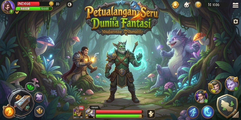 Screenshot gameplay IND666 menunjukkan petualangan epik di dunia fantasi.