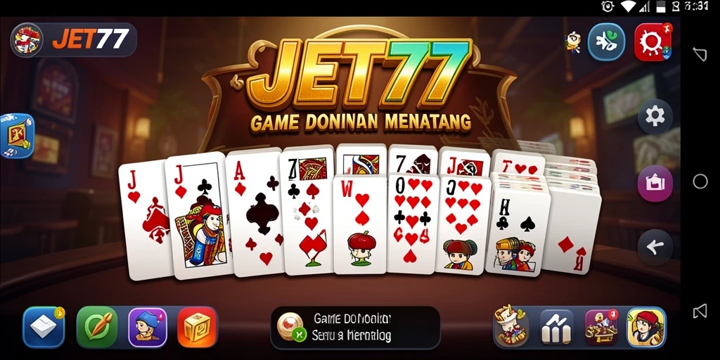 Tampilan gameplay JET77 yang menarik dan interaktif di dalam permainan Domino.