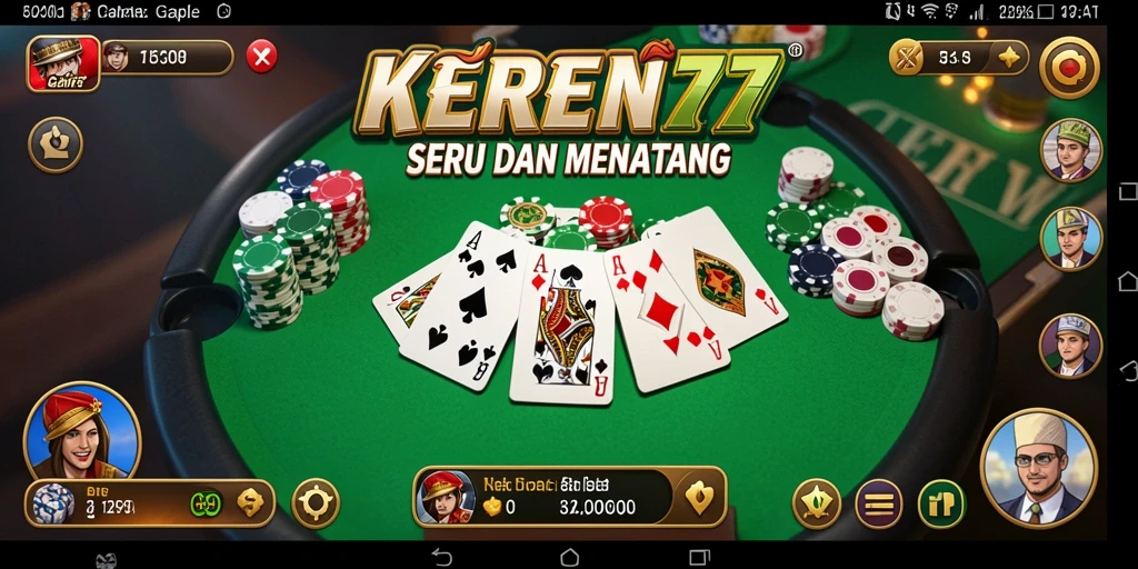 Tampilan gameplay seru dari KEREN77 yang menunjukkan momen ketegangan Gaple.