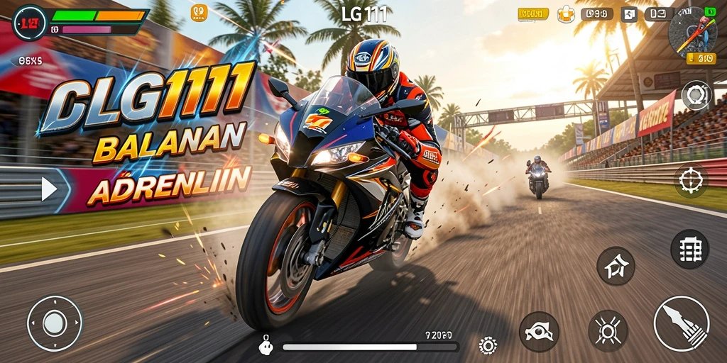 Tampilan game Motor Racing yang mendebarkan dengan aksi balapan seru.