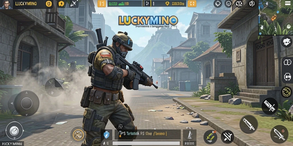 Gameplay mendebarkan dari LUCKYMINO menunjukkan aksi tembak-menembak yang intens.