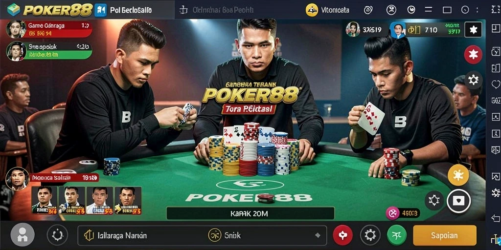 Tampilan gameplay seru di POKER88 dengan interaksi pemain.