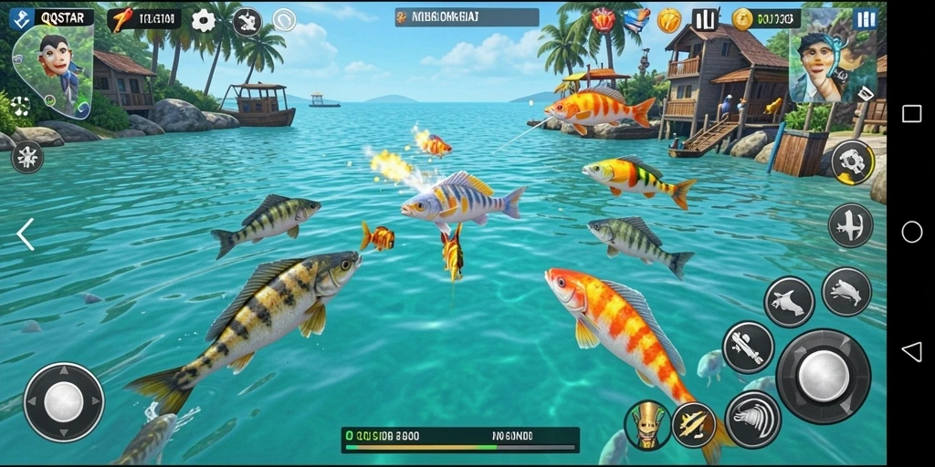 Gameplay QQSTAR yang seru dan penuh warna saat menembak ikan.