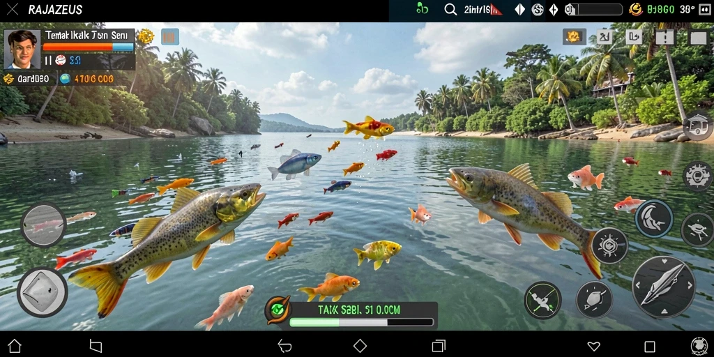 Gameplay menarik RAJAZEUS saat menembak ikan di lautan.