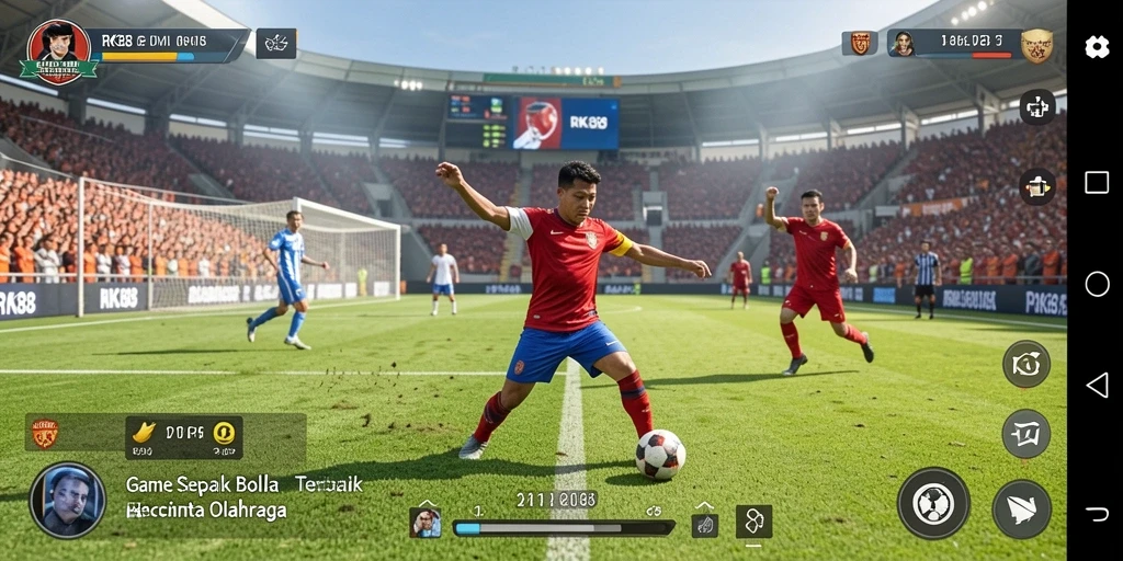 Tampilan gameplay sepak bola yang mendebarkan dan realistis.