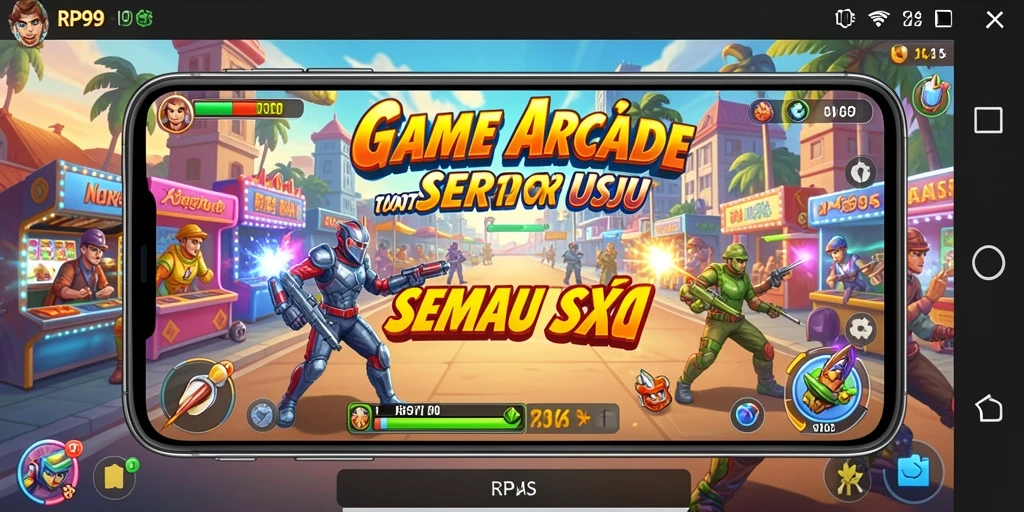 Tampilan gameplay RP99 yang mendebarkan dan penuh warna.