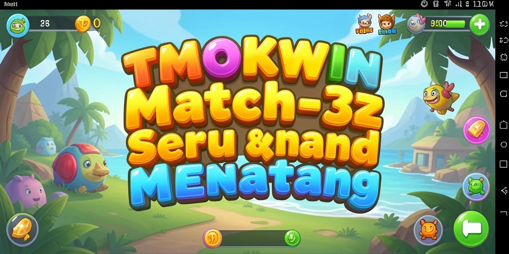Screenshot gameplay TMOKWIN dengan elemen warna-warni mencolok.