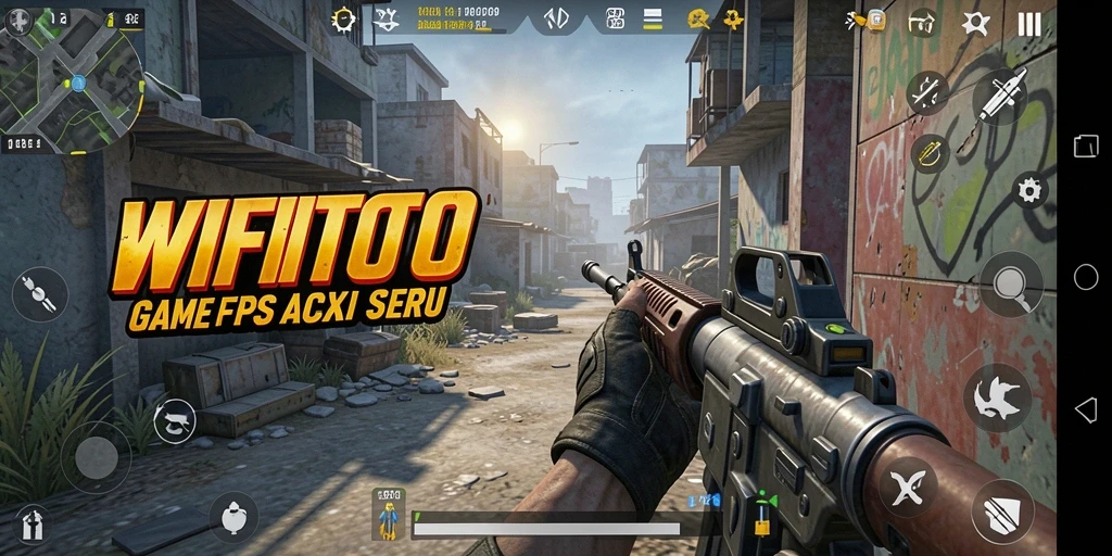 Screenshot gameplay WIFITOTO dengan aksi tembak-menembak intens.