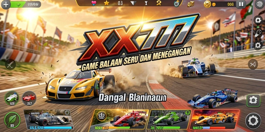 Screenshot menunjukkan balapan mendebarkan dalam XXX777.